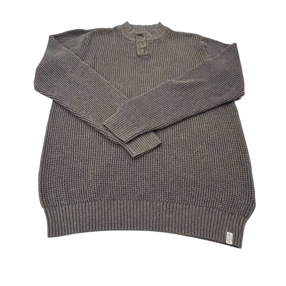 Old Ranch Pinecrest Waffle Knit Henley Sweater, Organic Cotton, Major Brown, XL